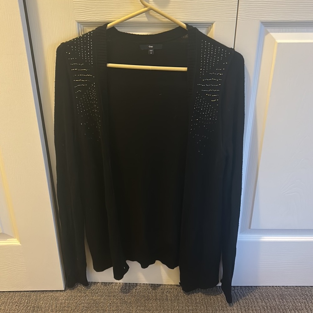 Gap Women’s Black Long-Sleeve Cardigan Sweater with Jewel Details S